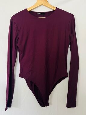 ZARA Long Sleeve Bodysuit | Plum / Burgundy | Size Large NWT